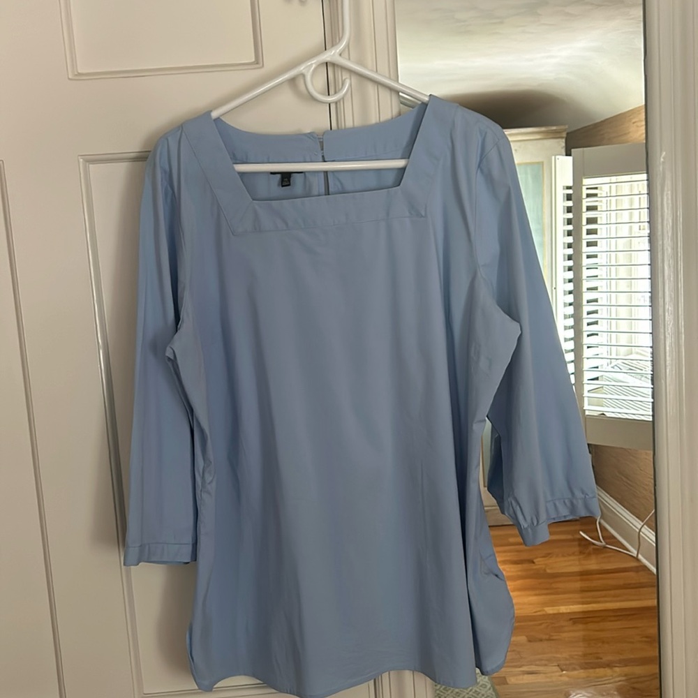 Talbots. XL. Light blue 3/4 sleeve. Square neckline.